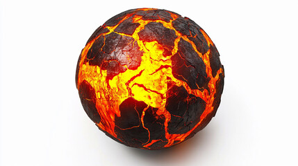 Fiery sphere glowing with molten lava and cracked texture Generative AI