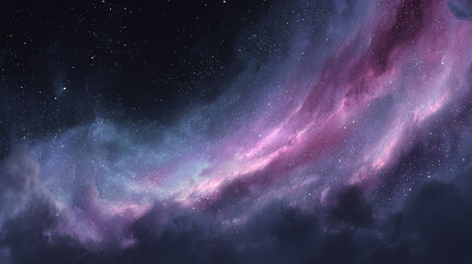 Fototapeta premium A breathtaking view of a vibrant nebula in deep space, showcasing cosmic clouds of purple, blue, and pink amidst a star-filled galaxy