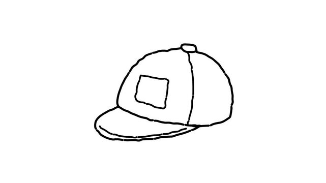 Animated video of a cap in black and white strokes, art, drawing.