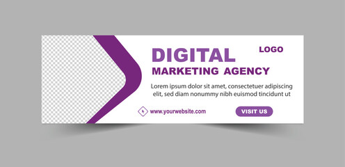 Social Media Cover Banner Design Template Purple Digital Marketing Banner For Business Corporate Vector Illustration