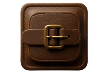 Isolated Brown Leather Purse Illustration with Golden Buckle Design
