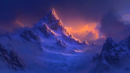 Obraz premium Majestic Sunset over Snow-Capped Peaks