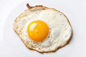 fried egg and yolk isolated on transparent layered background.
