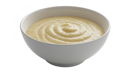 Realistic Photo Of A Bowl With Creamy Porridge Isolated On Transparent Background