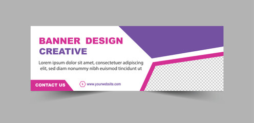 Social Media Cover Banner Design Template Purple And Pink Digital Marketing Banner For Business Corporate Vector Illustration