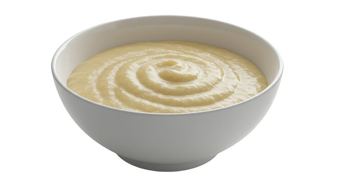 Realistic Photo Of A Bowl With Creamy Porridge Isolated On Transparent Background