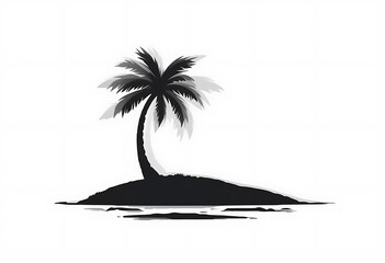 Palm tree island tropical beach summer vacation paradise silhouette ocean coast travel destination getaway