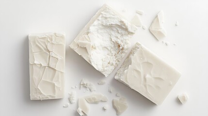 White Solid Blocks Abstract Background, Smooth and Textured Surface Arrangement, Minimalist Aesthetic Composition.