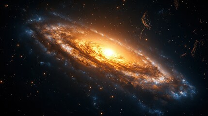 Fototapeta premium Spiral galaxy in deep space. Detailed view of swirling cosmic dust and bright stars