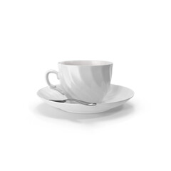 White Tea Cup with Spoon isolated on transparent background