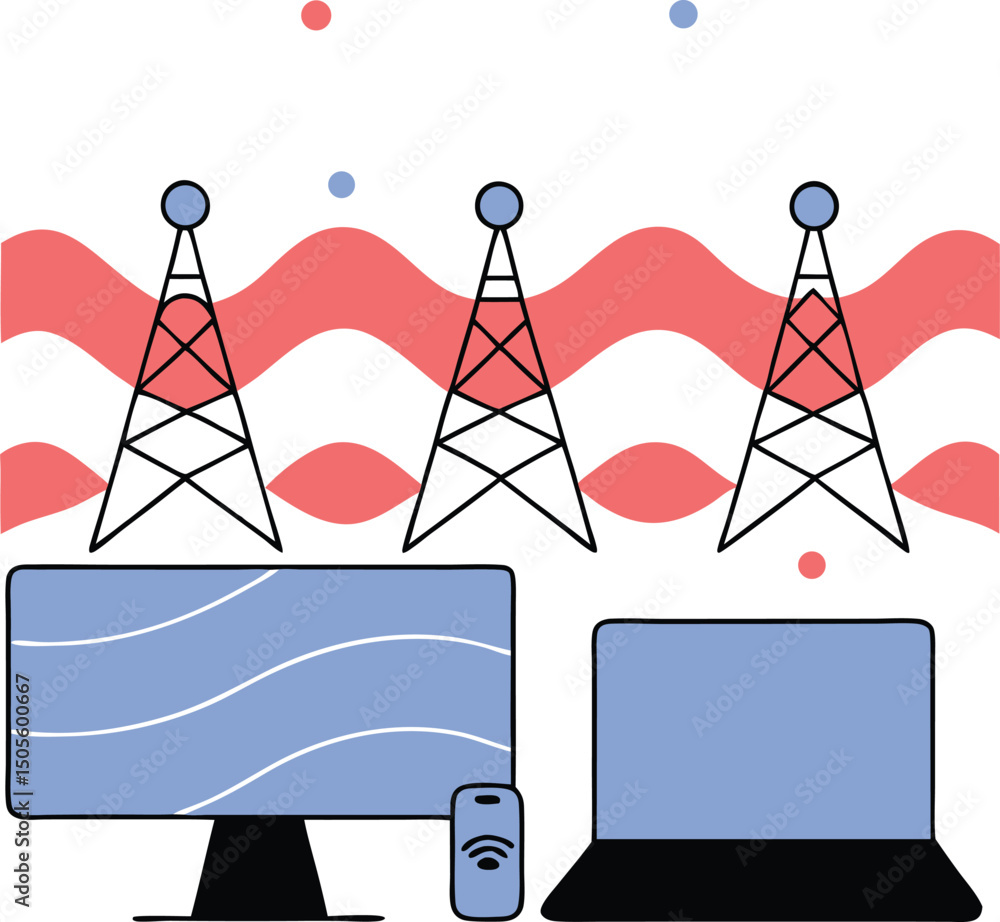 Poster abstract composition with shapes and wireless remote suitable for various designs