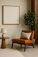Square Frame Mockup in Serene Leather Lounge Corner
