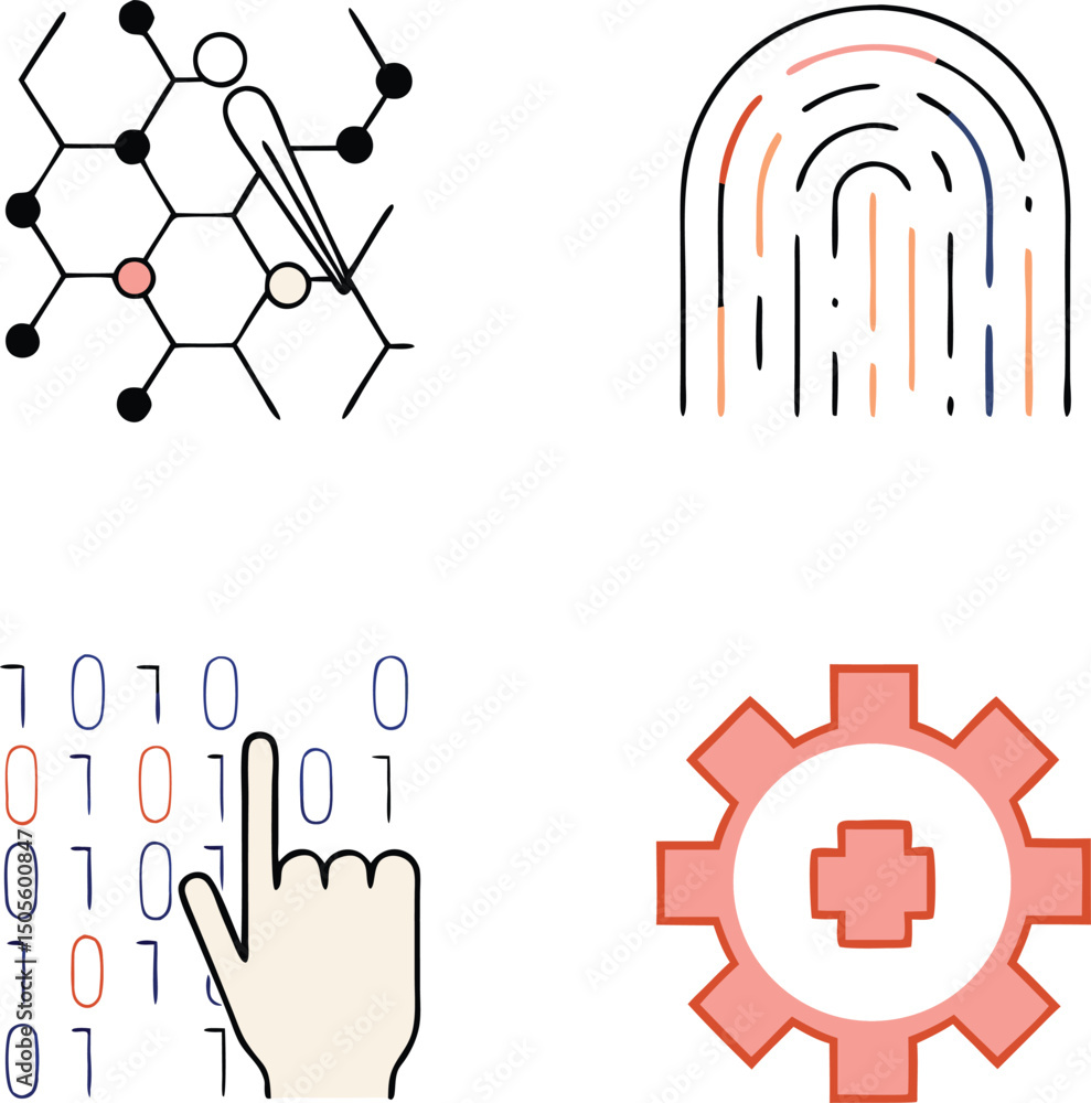 Aufkleber abstract data and tech elements seamlessly integrated in modern graphic design