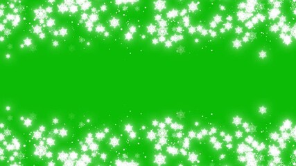 Snow Falling On Green Screen Background.loop Animation Of White Snowflakes Gently Falling And Accumulating Borders At The Top And Bottom Green Screen Background, Christmas Or Winter Holiday Overlay,