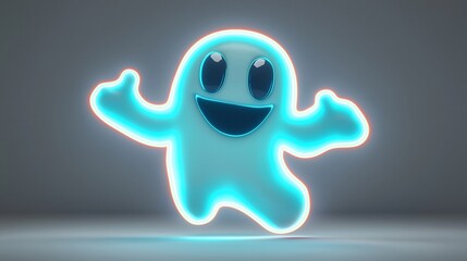 Obraz premium Happy Ghost Emoji, Light Blue, Studio