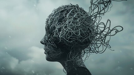Visual concept of ADHD with distraction by devices and multitasking overload
