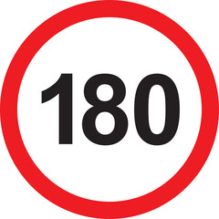 speed limit sign displaying 180 with red circle border on white background