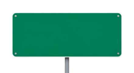 Green road sign against black background