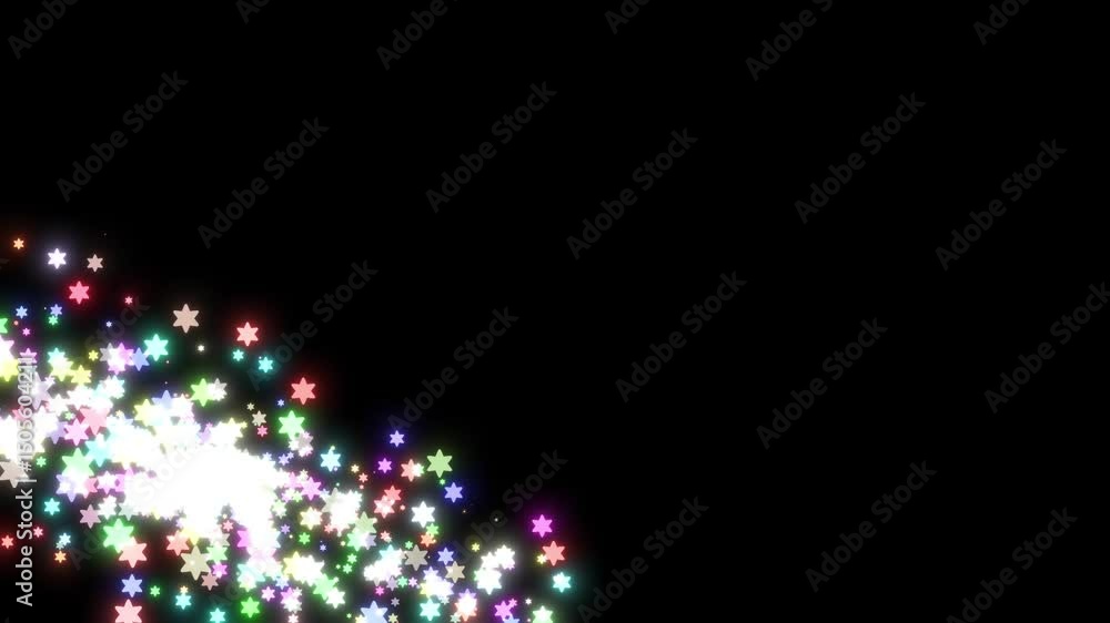 Poster star particles that glow and sparkle with glowing effects float and rise upwards, creating a beautif