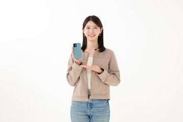 スマホを持つ女性