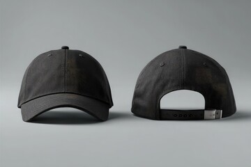 Dark gray baseball cap, front and back views