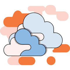 Abstract illustration of clouds in pastel colors with rounded shapes and outlines
