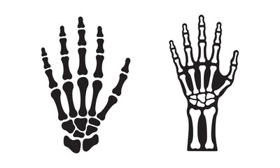 skeleton hand silhouette on white background .