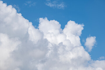 Closeup blue sky, cloud textured background