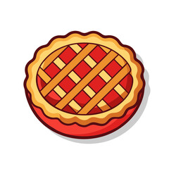 Top down view of a freshly baked and delicious lattice pie