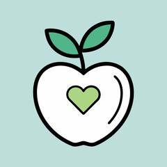 Apple with a Heart of Green Symbolizing Health and Love in Food
