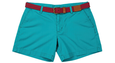 Isolated Teal Shorts with Maroon Belt