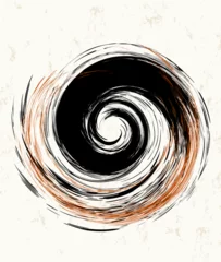 Gordijnen abstract swirl, brush strokes for background texture, hand drawn design, with strokes and splashes, in black and red © Kirsten Hinte