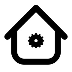Flat Home  Repair Icon – House with Wrench Symbol for Maintenance UI