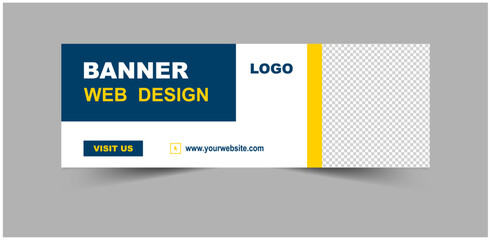 Social Media Banner Cover Template Design Blue And Yellow Digital Marketing Banner For Business Corporate Vector Illustration