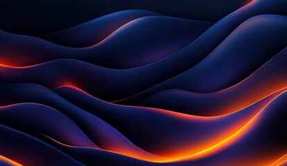 Obraz premium Abstract Waves of Light and Shadow with Fluid Motion in Dark Tones and Warm Accents for Artistic and Modern Backgrounds