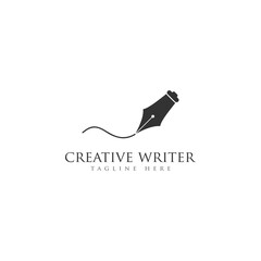 writer pencil feather notary logo design template