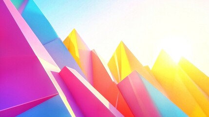 Colorful Geometric Peaks: Abstract Wallpaper with Vibrant Shapes and Gradients. 