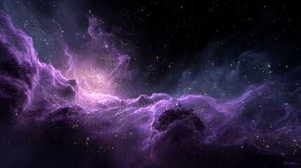 Fototapeta premium Vibrant purple nebula illuminating the vast expanse of space with distant stars and cosmic dust