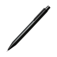 A sleek matte black pen rests poised ready to capture thoughts on the inky on transparent background