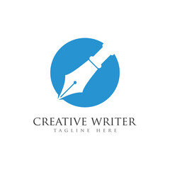 writer pencil feather notary logo design template