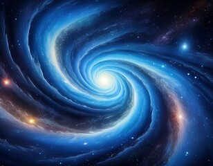 Obraz premium vibrant blue spiral galaxy in dark space universe background