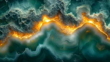 High Resolution Close-Up of a Mesmerizing Green Moss Agate with Swirling, Vibrant Textures