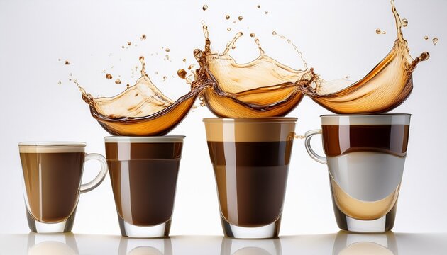 elixir of creativity a coffee cups dance on a white or clear surface white background