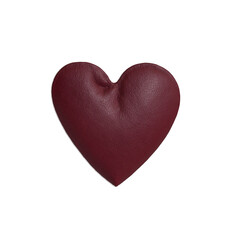 Obraz premium Leather heart dark red on transparent background transparent background isolated png stock