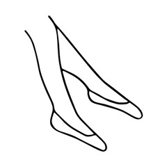 Vector black and white doodle style image of female legs in shoes. Основные RGB