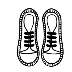Black and white vector image in doodle style of sneakers. Summer footwear. Основные RGB