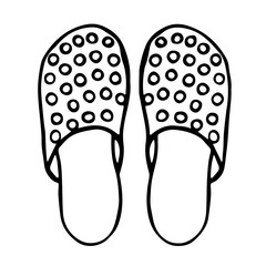 Black and white vector doodle style image of summer shoes. Основные RGB