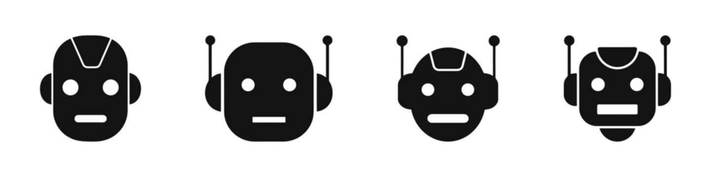 Robot icon set. Help bots collection.
