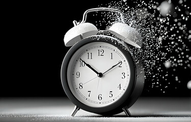 A creative image of a vintage alarm clock, symbolizing time management and the importance of punctuality in daily life, set against a dramatic backdrop.