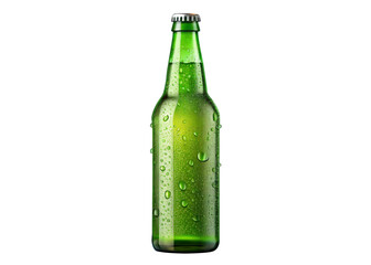 Green bottle of beer isolated on transparent background